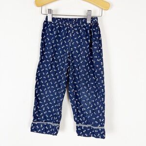 DOEN Girls Navy Blue Wide Leg Pants Floral